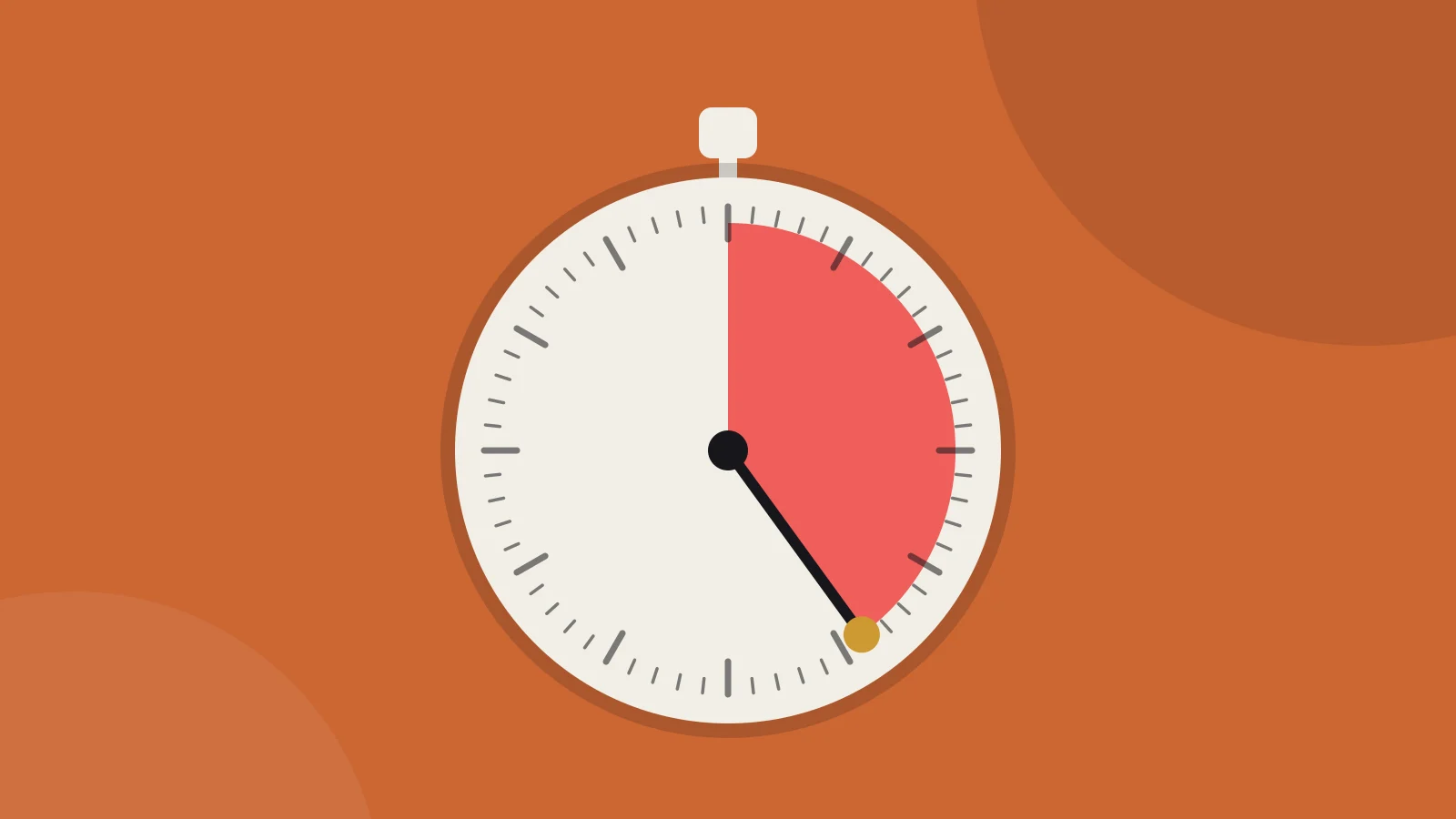 Illustration for the Doherty Threshold: a stopwatch with 400 milliseconds of its dial lit.
